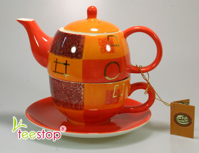 Tea for One Set Patricia aus Keramik mit Goldauflage Cha Cult
